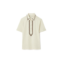 Retro Mercerized Cotton Polo - New Ivory/Chocolate Brown