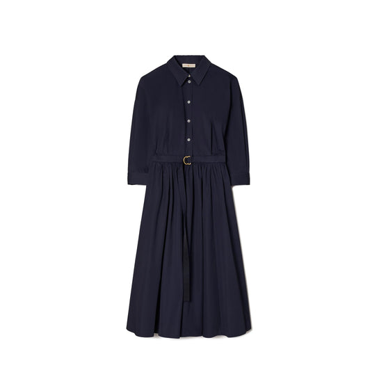 Cotton Poplin Shirtdress - Medium Navy