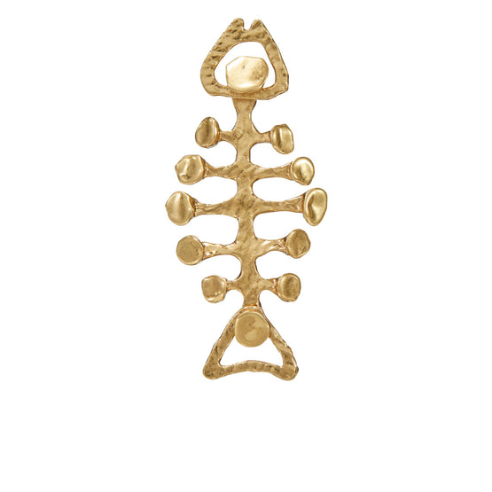 Brutalist Fish Earring - Antique Light Brass