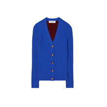 Colorblock Ribbed Cardigan - Duchess Blue