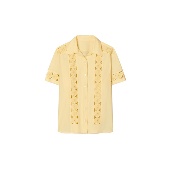 Yoyo Embellished Camp Shirt - Custard
