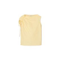 Ruched Cotton Poplin Top - Custard
