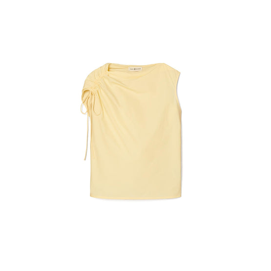 Ruched Cotton Poplin Top - Custard