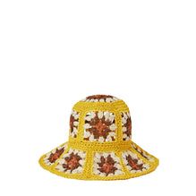 Paper Straw Crochet Short Brim Bucket Hat - Yellow