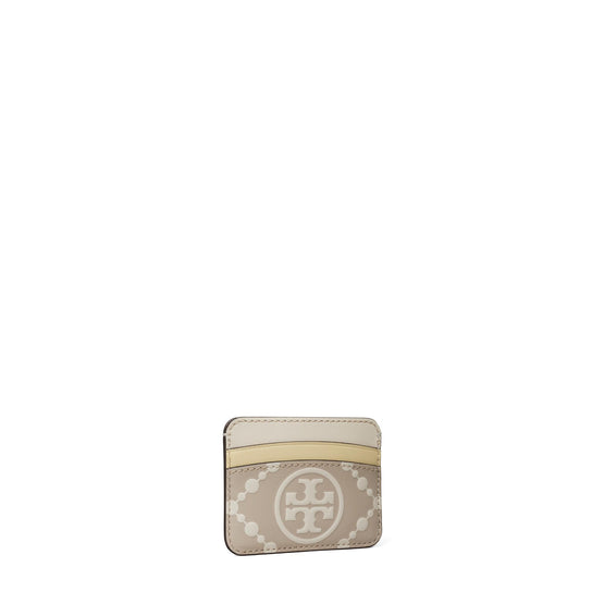 T Monogram Contrast Embossed Card Case - Longan/New Cream
