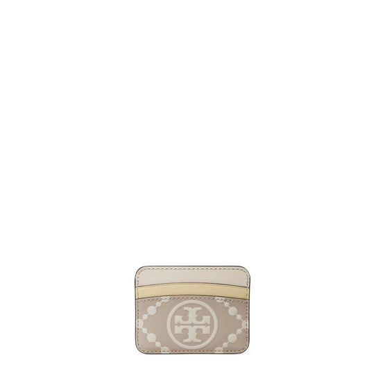T Monogram Contrast Embossed Card Case - Longan/New Cream