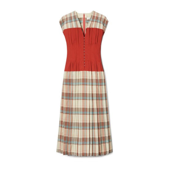 Plaid Silk Claire Mccardell Dress - Light Multi Silk Cotton Madras