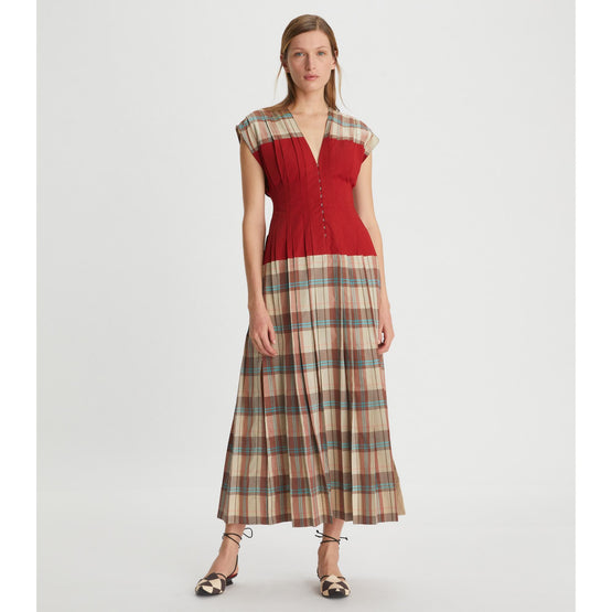 Plaid Silk Claire Mccardell Dress - Light Multi Silk Cotton Madras