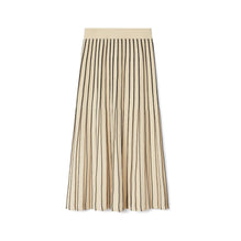 Plaited-Rib Pleated Skirt - Antique Ivory/Black