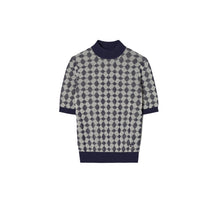 Knit Jacquard Mockneck - Tory Navy/French Cream