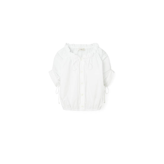 Poplin Tie-Neck Top - White