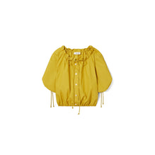 Poplin Tie-Neck Top - Lemon Lime