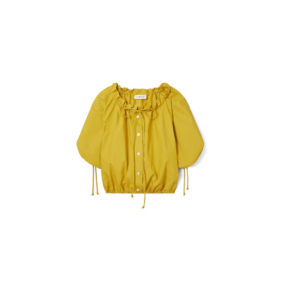 Poplin Tie-Neck Top - Lemon Lime
