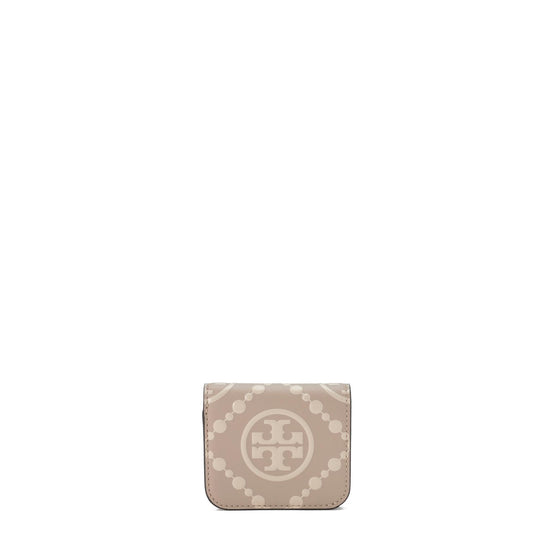 T Monogram Contrast Embossed Mini Wallet - Longan/New Cream