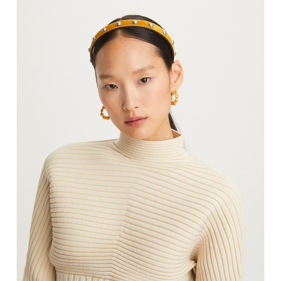 Studded Headband - Antique Tory Silver/Mustard
