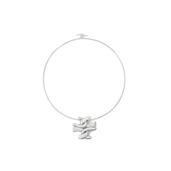 Twisted T Collar Necklace - Silver