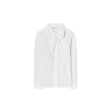 Scalloped Poplin Bow Blouse - White