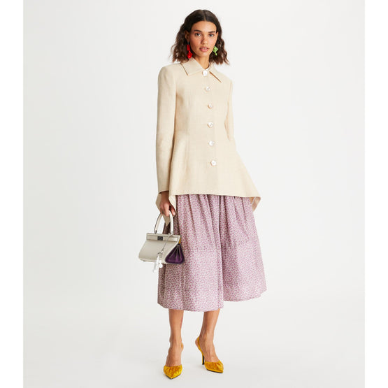 Ditsy Floral Ruched-Waist Skirt - Iced Lilac