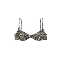 Printed Shirred Underwire Bikini Top - Black Tonal Ditsy