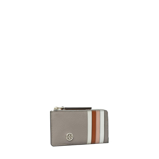 Robinson Pebbled Zip Card Case - Gray Heron