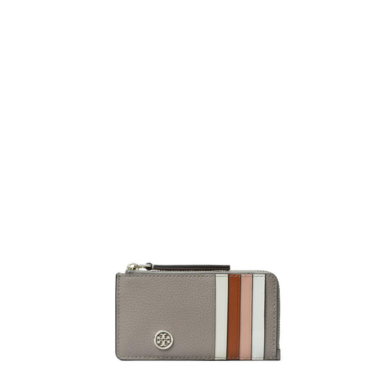 Robinson Pebbled Zip Card Case - Gray Heron