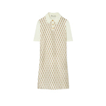 Silk Front Polo Dress - New Ivory/Brown Knot