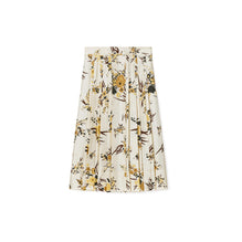 Printed Silk Pleated Skirt - French Cream Drip Bouquet
