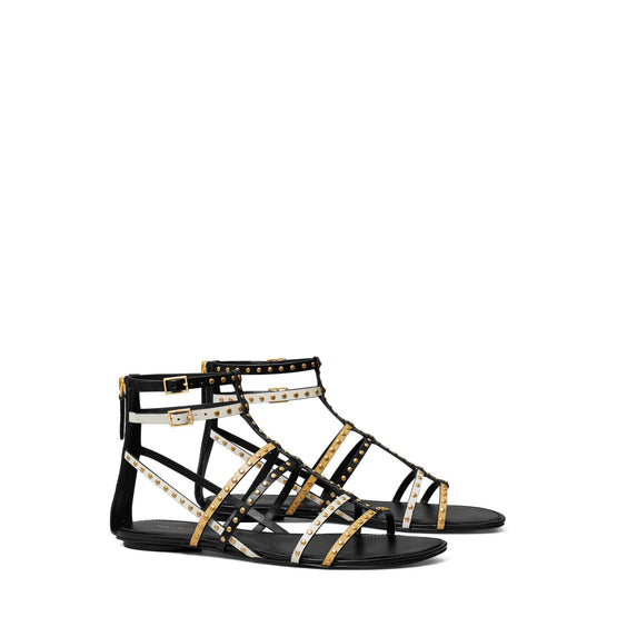 Capri Gladiator Studded Sandal - Sand Buff/New Ivory/Perfect Black