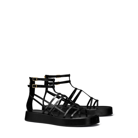 Capri Strappy Platform Gladiator Sandal 5mm - Perfect Black