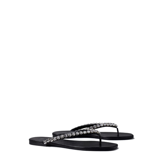 Crystal Flat Thong Sandal - Perfect Black/Black Diamond