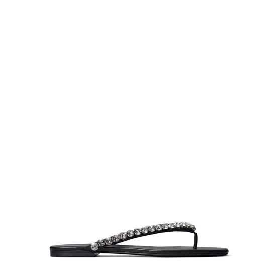 Crystal Flat Thong Sandal - Perfect Black/Black Diamond