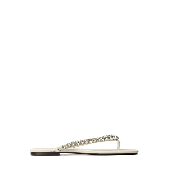 Crystal Flat Thong Sandal - New Ivory/Crystal Velvet
