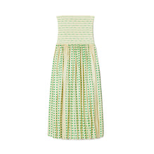 Printed Silk Strapless Dress - Overprinted Green Polka Dot