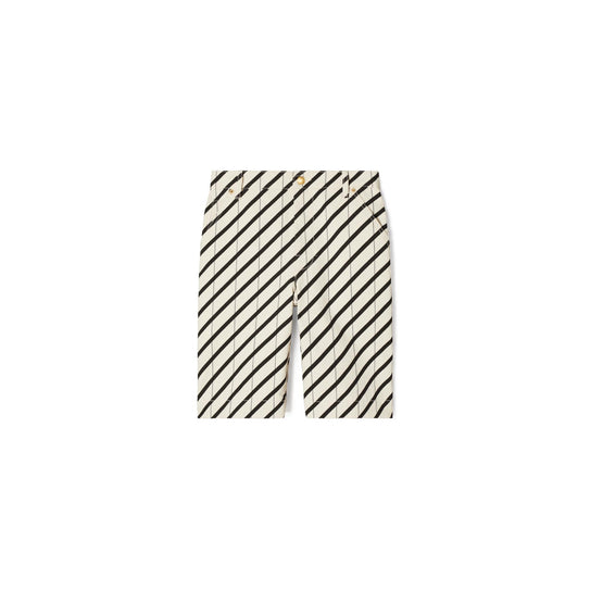 Striped Cotton Canvas Short - Canvas/Navy