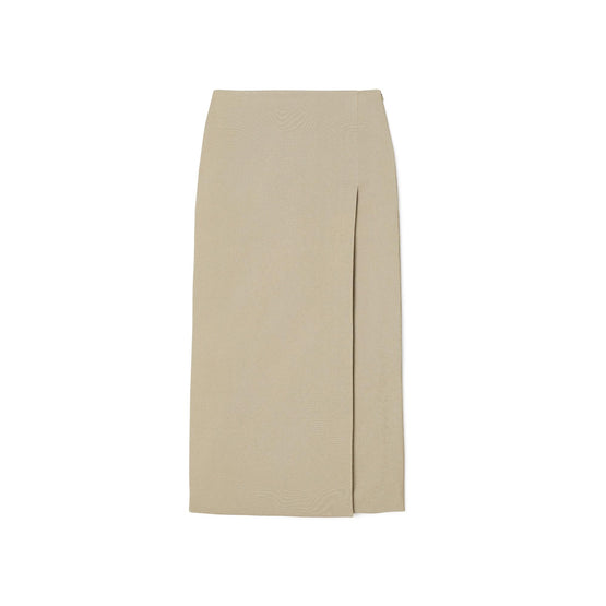 Stretch Faille Wrap Skirt - Gray Taupe