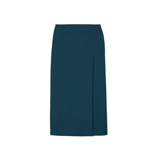 Stretch Faille Wrap Skirt - Solar Blue