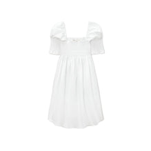 Smocked Cotton Mini Dress - White