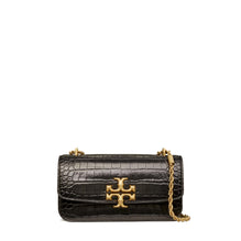 Eleanor Embossed E/W Small Convertible Shoulder Bag - Black/Rolled Gold