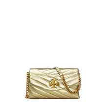 Kira Chevron Metallic Chain Wallet - Gold