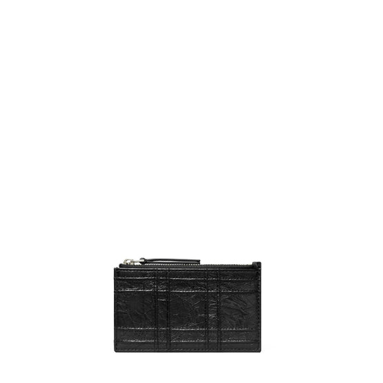 Fleming Soft Metallic Square Quilt Zip Card Case - Black