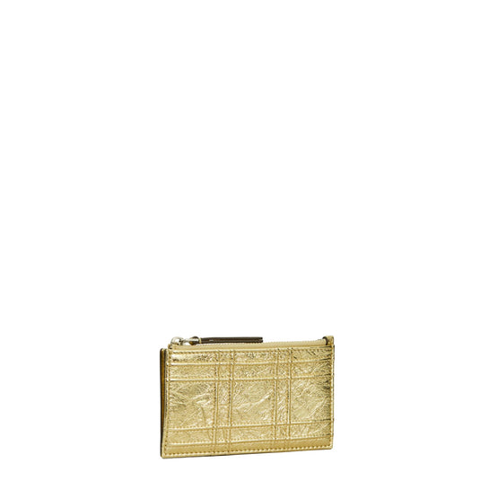 Fleming Soft Metallic Square Quilt Zip Card Case - Gold