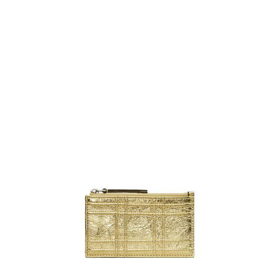 Fleming Soft Metallic Square Quilt Zip Card Case - Gold