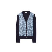 Silk Front Cardigan - Medium Navy Floral