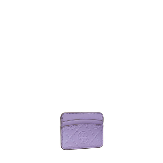 T Monogram Tonal Embossed Card Case - Lavender