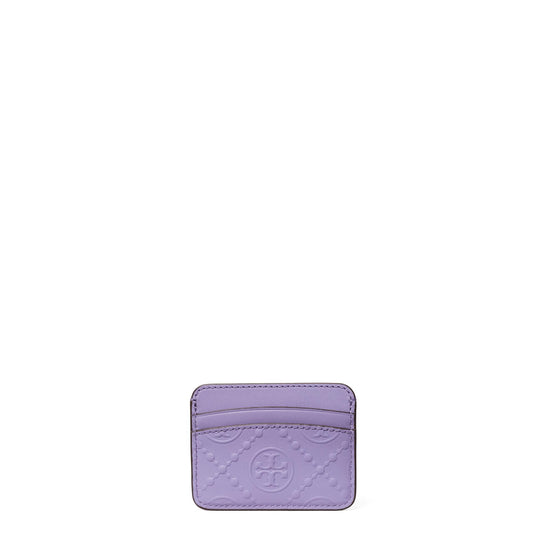 T Monogram Tonal Embossed Card Case - Lavender
