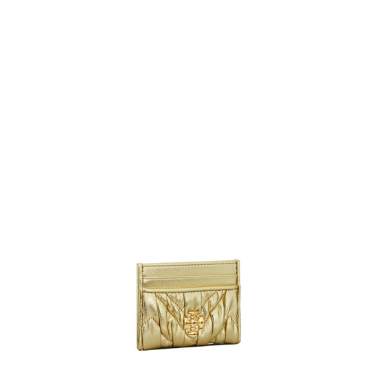 Kira Metallic Diamond Ruched Card Case - Gold