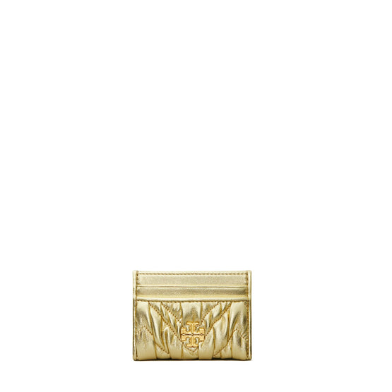 Kira Metallic Diamond Ruched Card Case - Gold