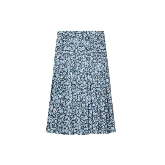 Pleated Silk Skirt - Blue Archive Ditsy