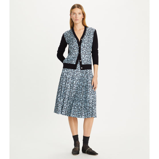 Pleated Silk Skirt - Blue Archive Ditsy