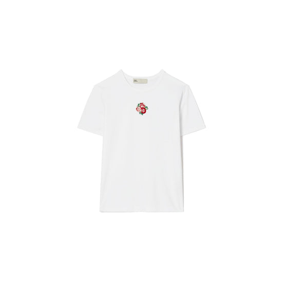 Embroidered Floral Tee - White Multi